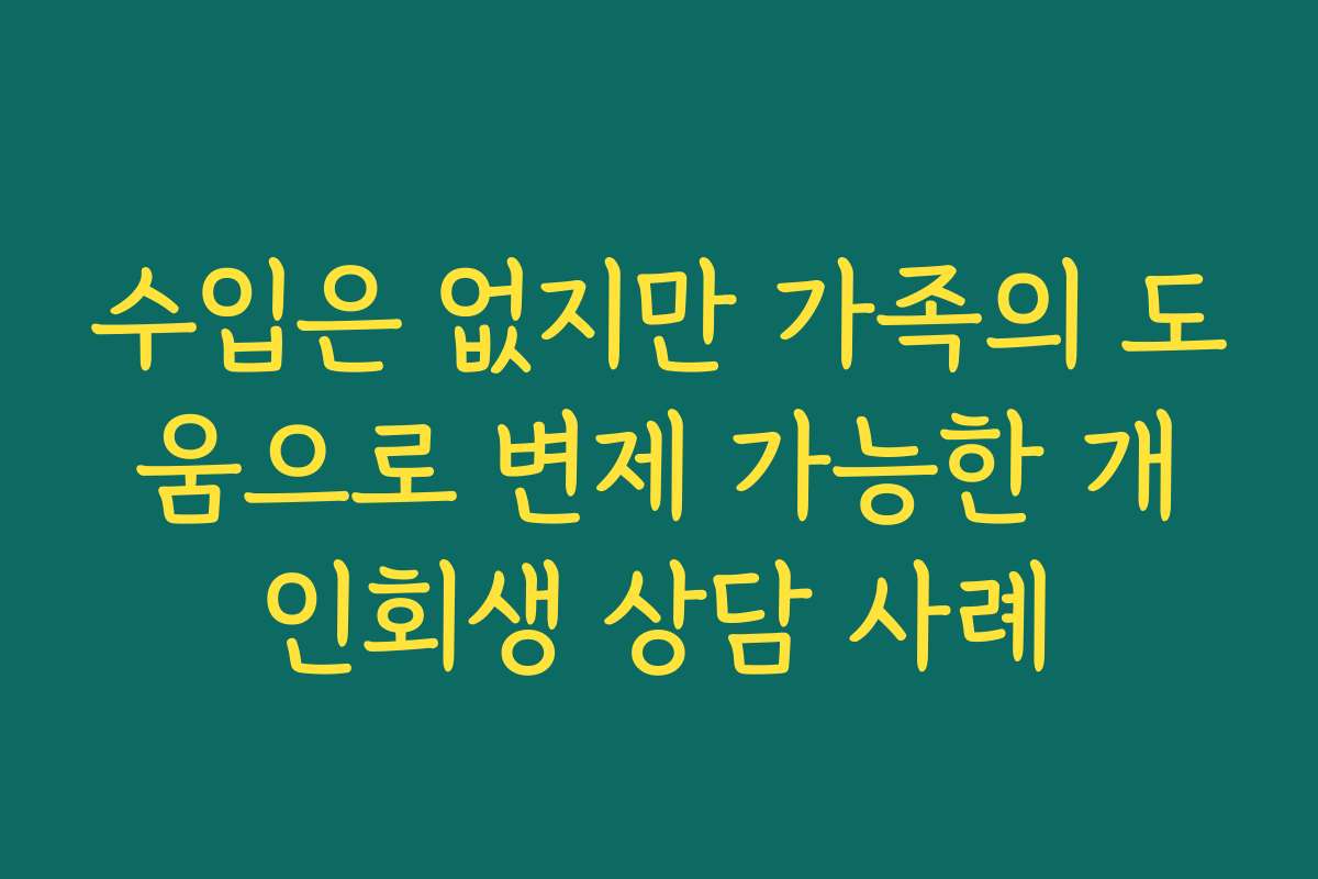 수입은 없지만 가족의 도움으로 변제 가능한 개인회생 상담 사례