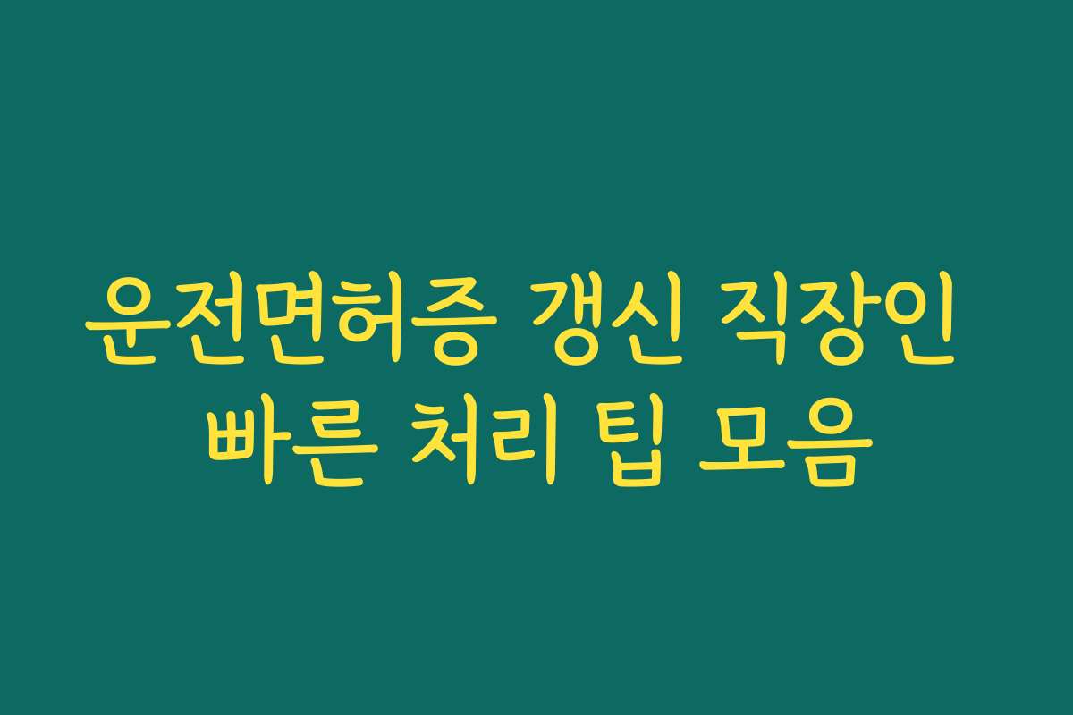 운전면허증 갱신 직장인 빠른 처리 팁 모음