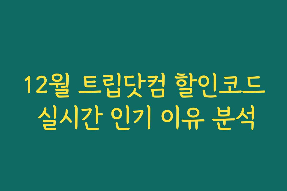 12월 트립닷컴 할인코드 실시간 인기 이유 분석