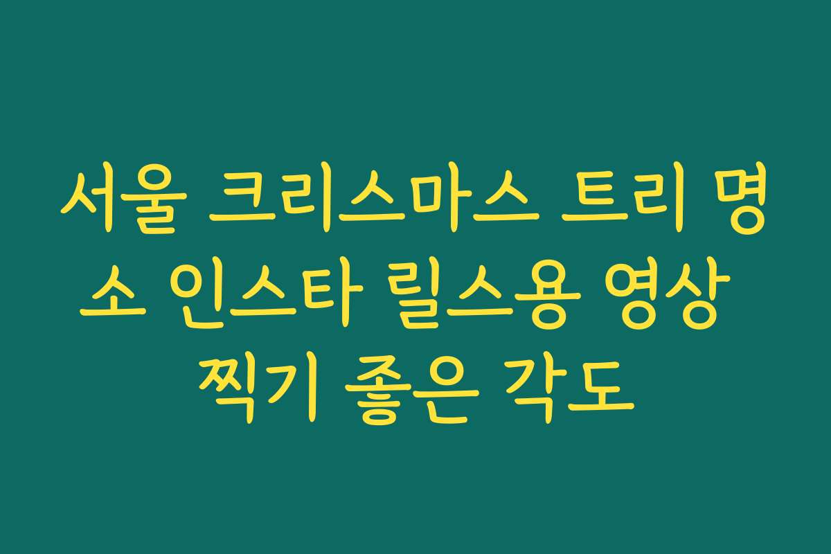서울 크리스마스 트리 명소 인스타 릴스용 영상 찍기 좋은 각도
