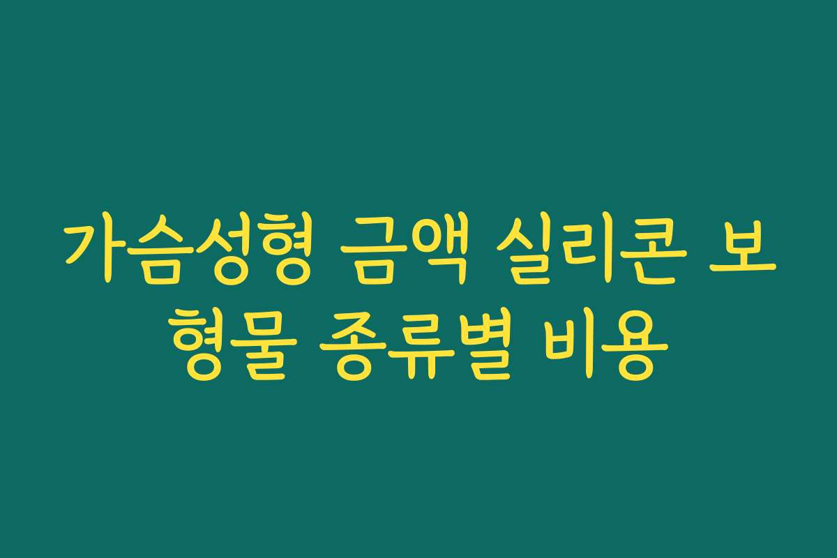 가슴성형 금액 실리콘 보형물 종류별 비용