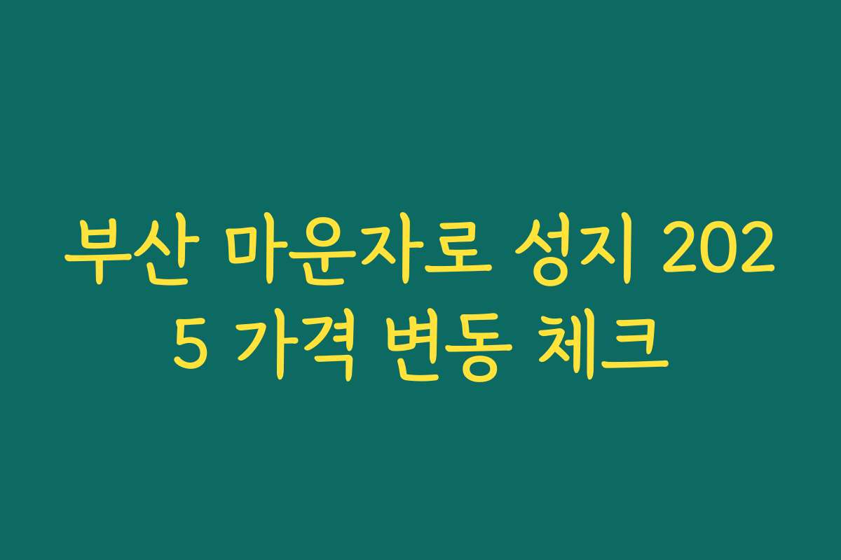 부산 마운자로 성지 2025 가격 변동 체크