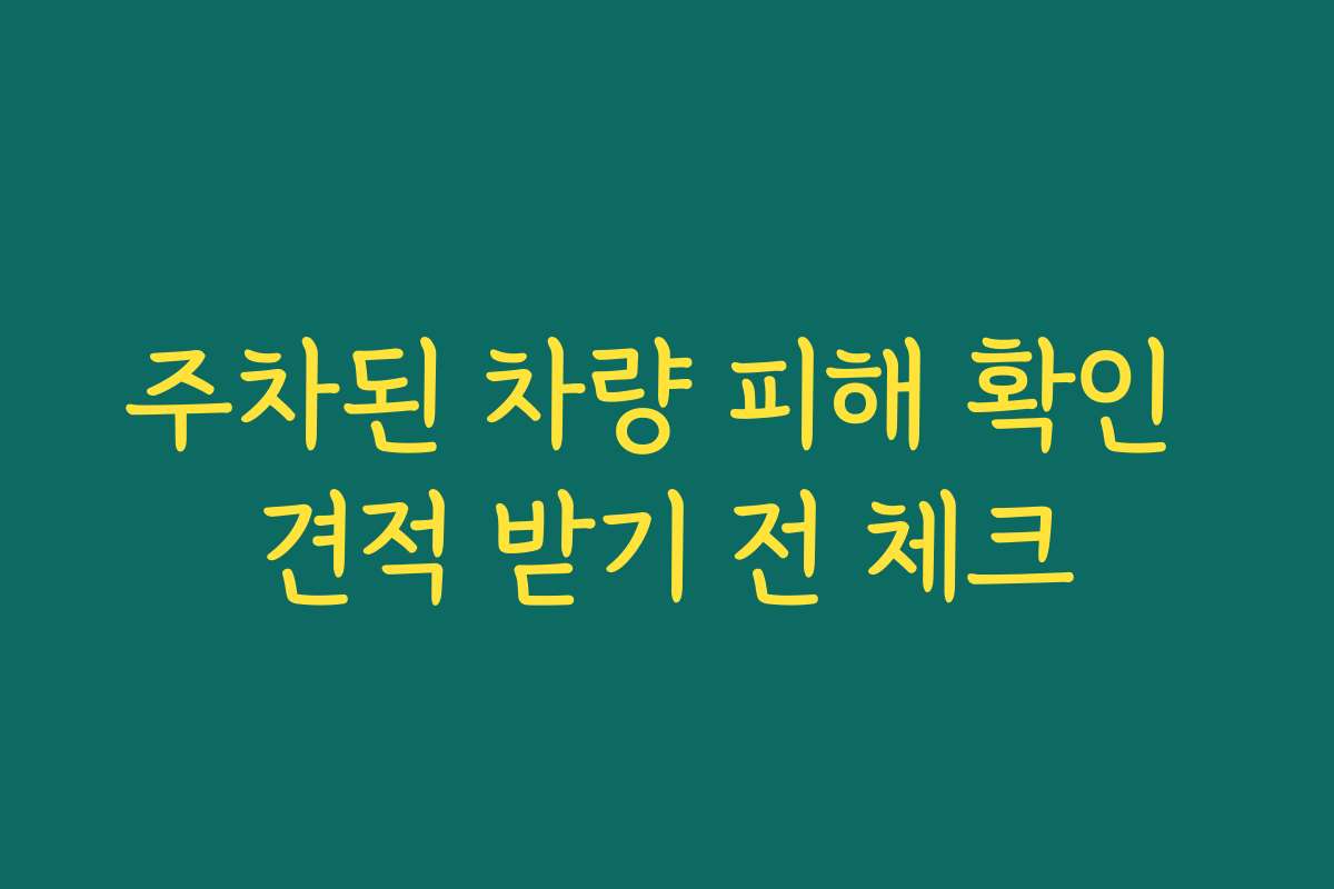 주차된 차량 피해 확인 견적 받기 전 체크