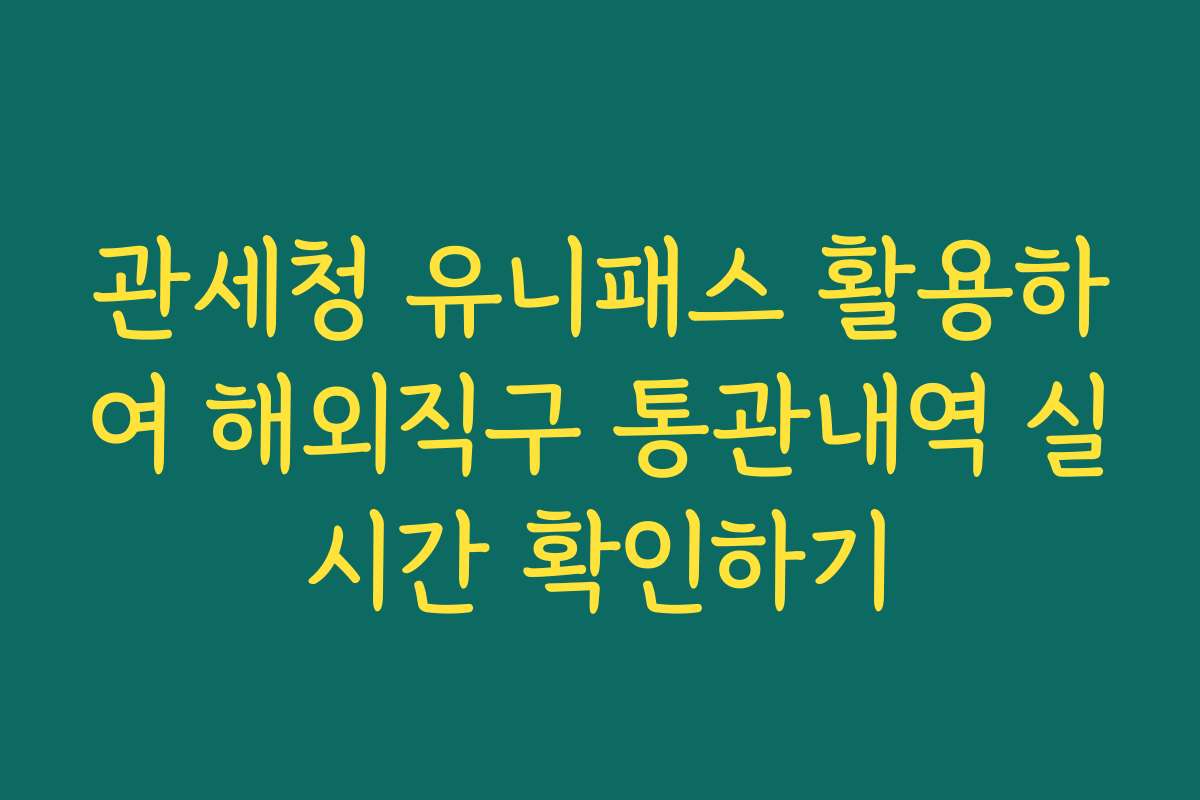 관세청 유니패스 활용하여 해외직구 통관내역 실시간 확인하기