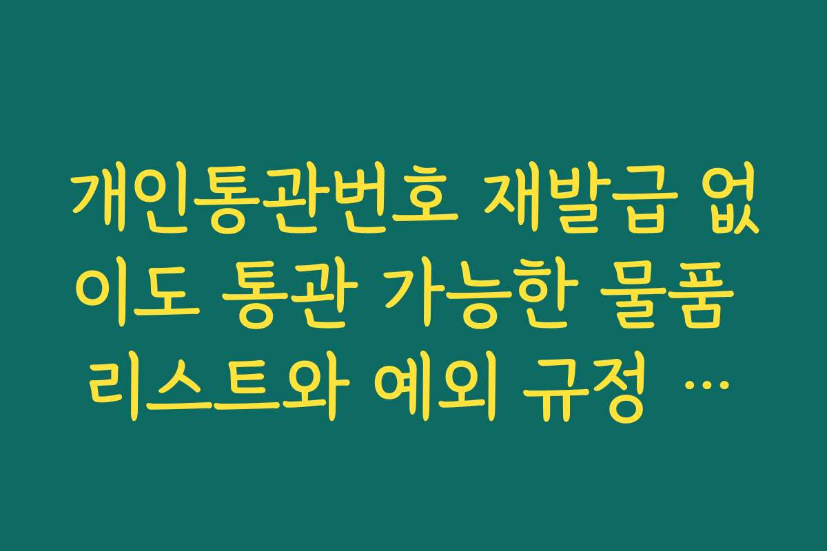 개인통관번호 재발급 없이도 통관 가능한 물품 리스트와 예외 규정 확인