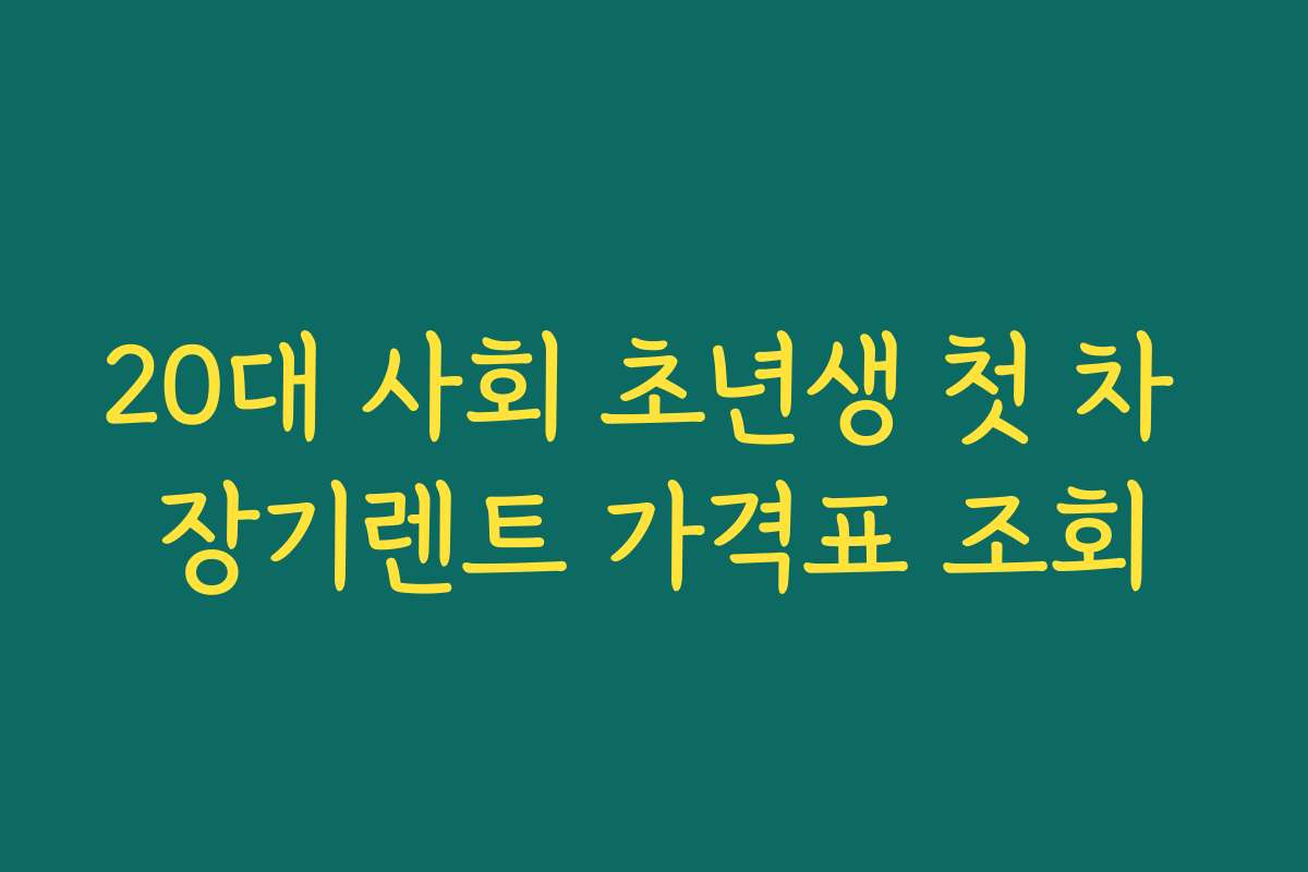 20대 사회 초년생 첫 차 장기렌트 가격표 조회