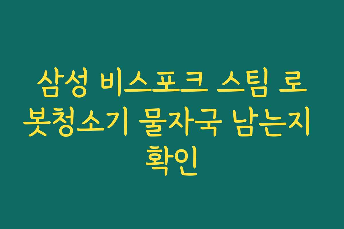 삼성 비스포크 스팀 로봇청소기 물자국 남는지 확인