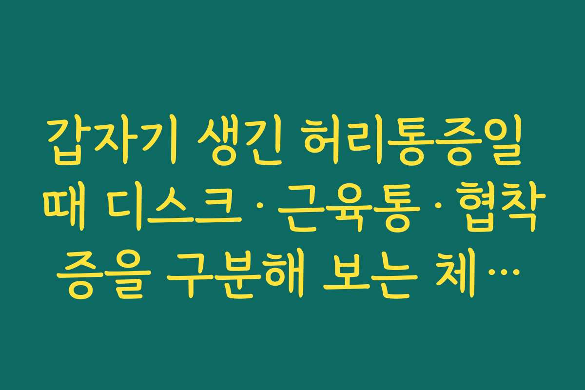 갑자기 생긴 허리통증일 때 디스크·근육통·협착증을 구분해 보는 체크포인트