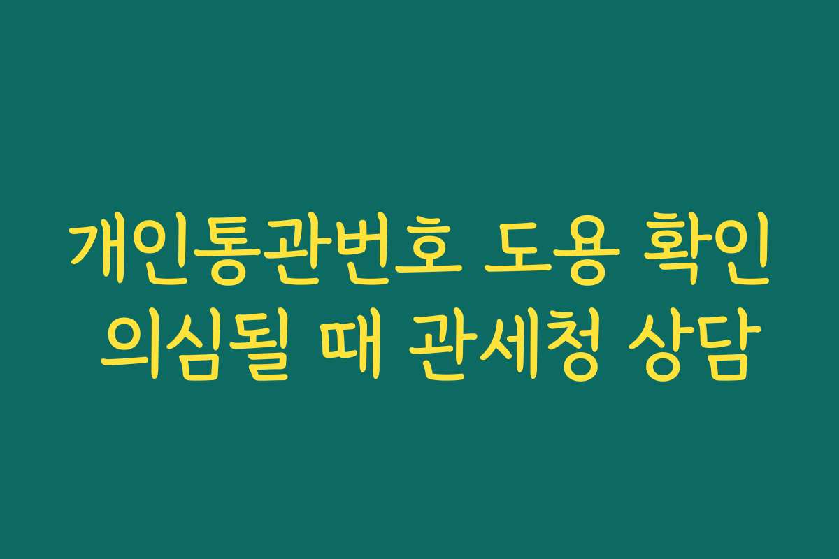 개인통관번호 도용 확인 의심될 때 관세청 상담