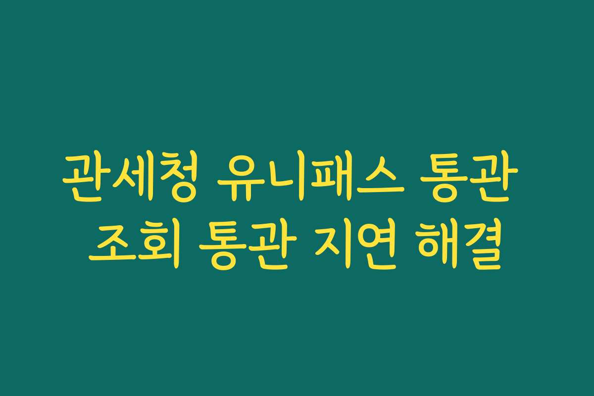 관세청 유니패스 통관 조회 통관 지연 해결
