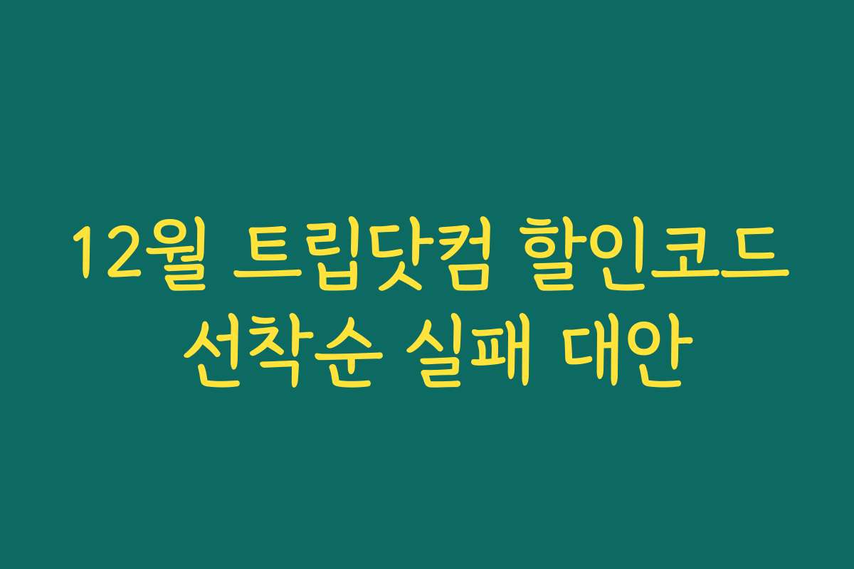 12월 트립닷컴 할인코드 선착순 실패 대안