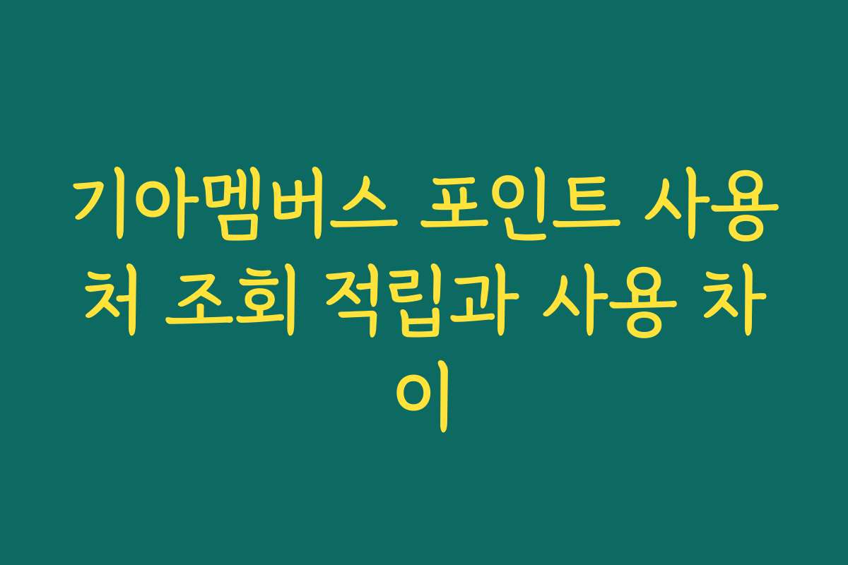 기아멤버스 포인트 사용처 조회 적립과 사용 차이