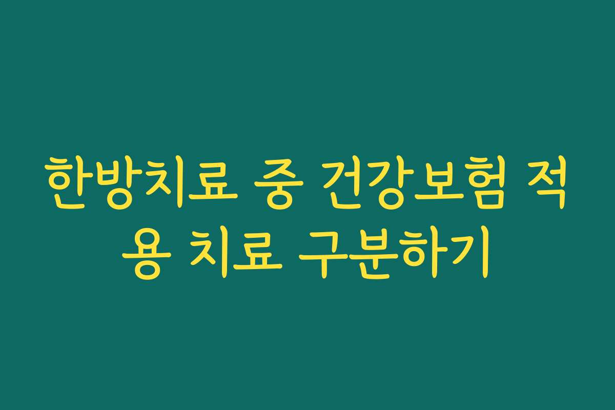 한방치료 중 건강보험 적용 치료 구분하기