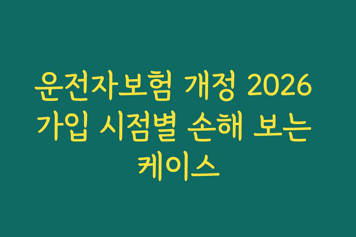 운전자보험 개정 2026 가입 시점별 손해 보는 케이스