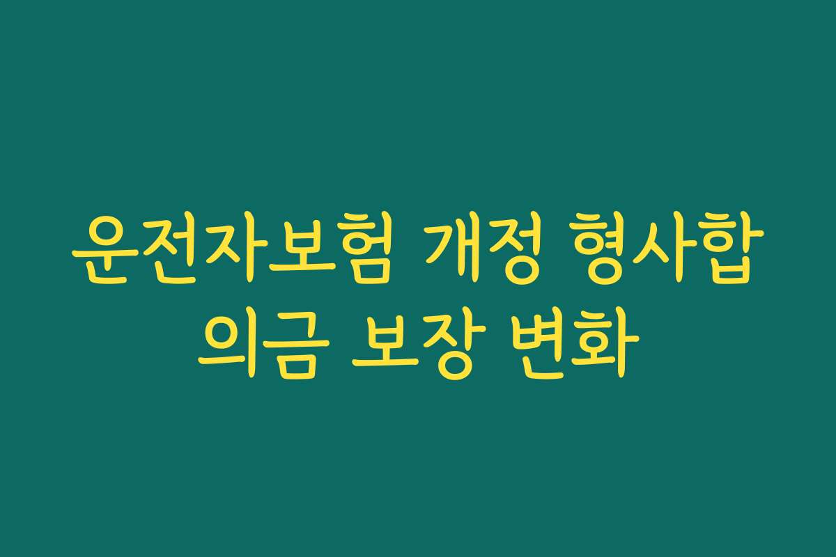 운전자보험 개정 형사합의금 보장 변화