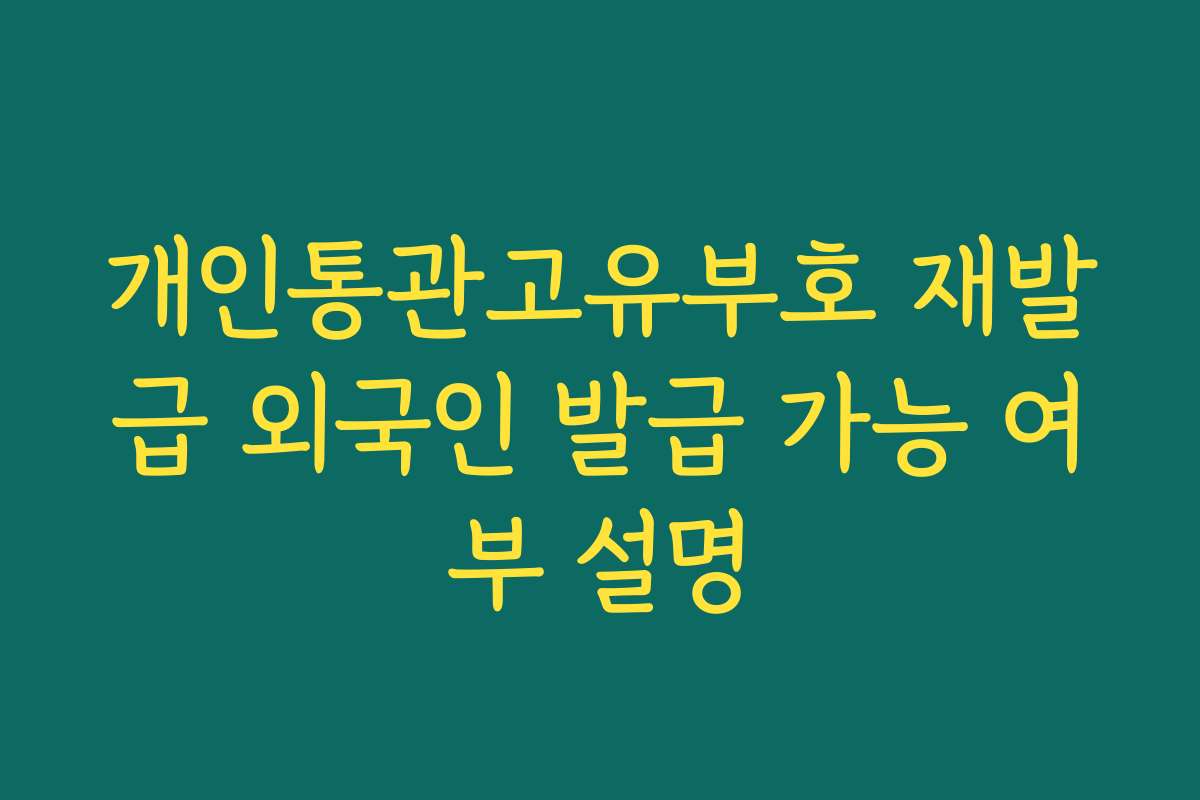 개인통관고유부호 재발급 외국인 발급 가능 여부 설명