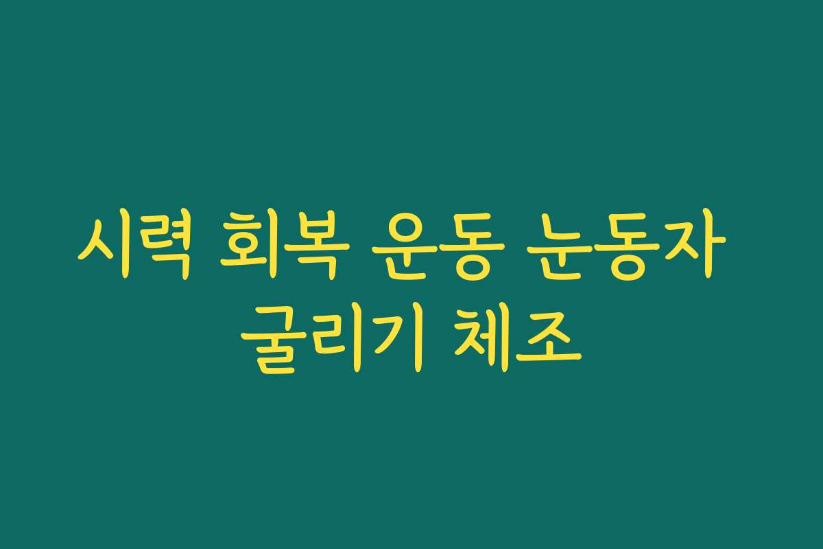 시력 회복 운동 눈동자 굴리기 체조