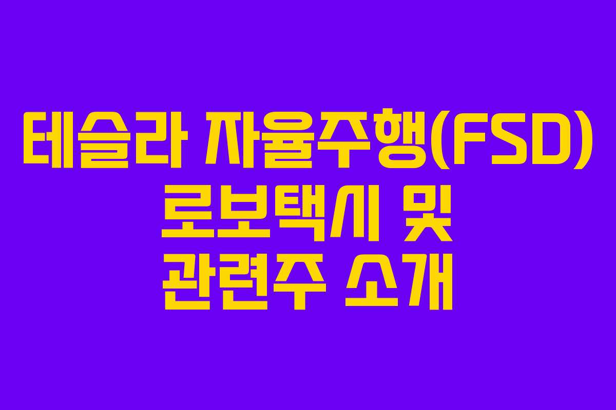 테슬라 자율주행(FSD) 로보택시 및 관련주 소개