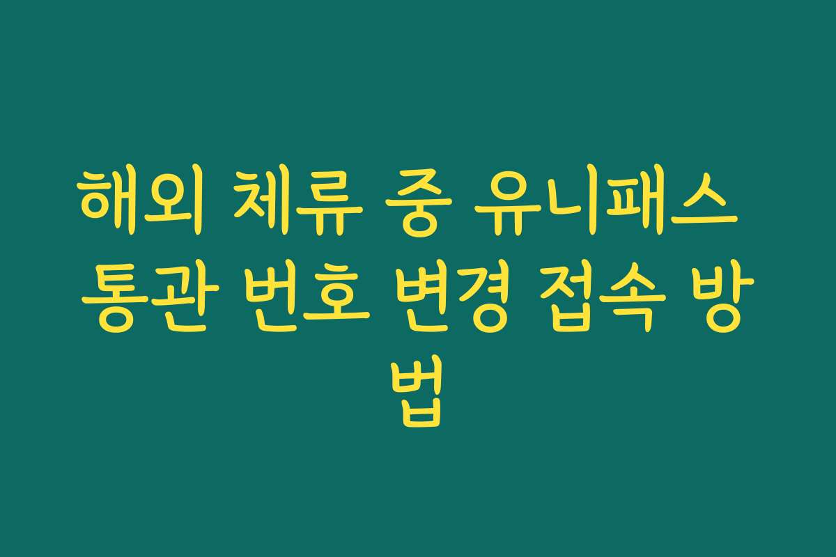 해외 체류 중 유니패스 통관 번호 변경 접속 방법