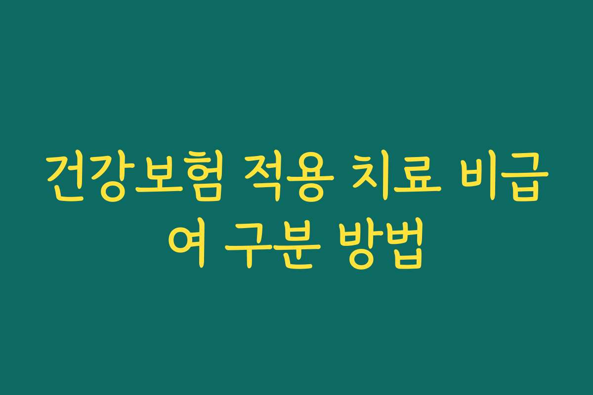 건강보험 적용 치료 비급여 구분 방법
