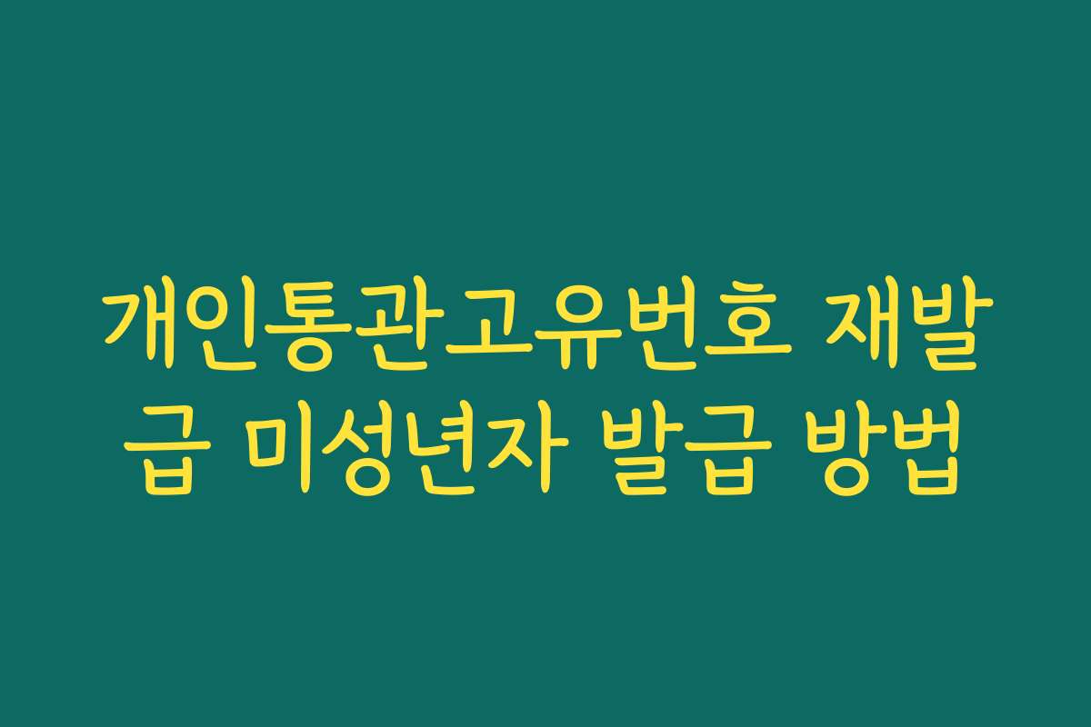 개인통관고유번호 재발급 미성년자 발급 방법