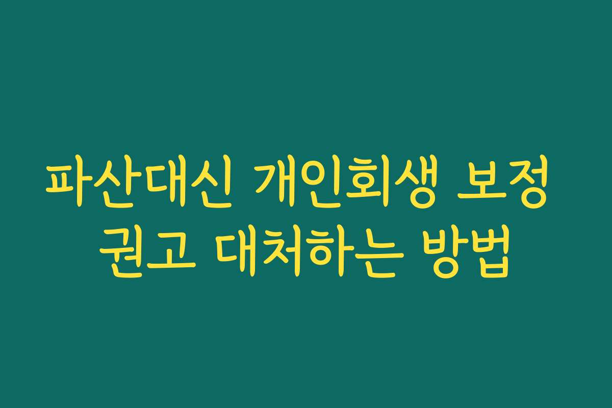 파산대신 개인회생 보정 권고 대처하는 방법