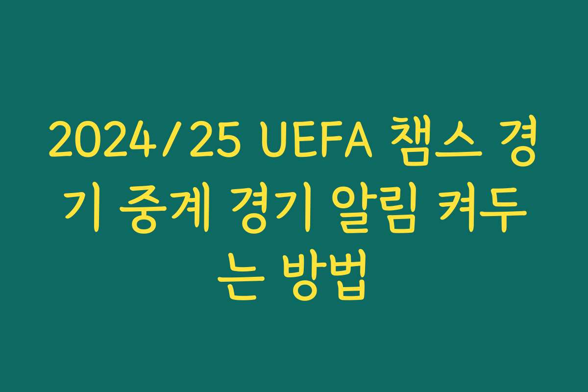 2024/25 UEFA 챔스 경기 중계 경기 알림 켜두는 방법