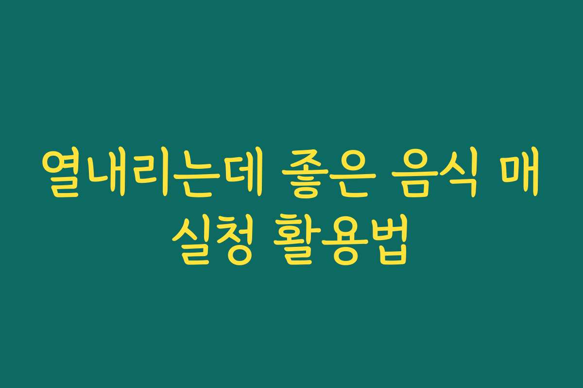 열내리는데 좋은 음식 매실청 활용법