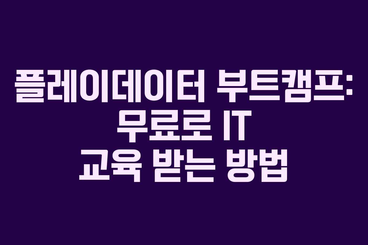 플레이데이터 부트캠프: 무료로 IT 교육 받는 방법