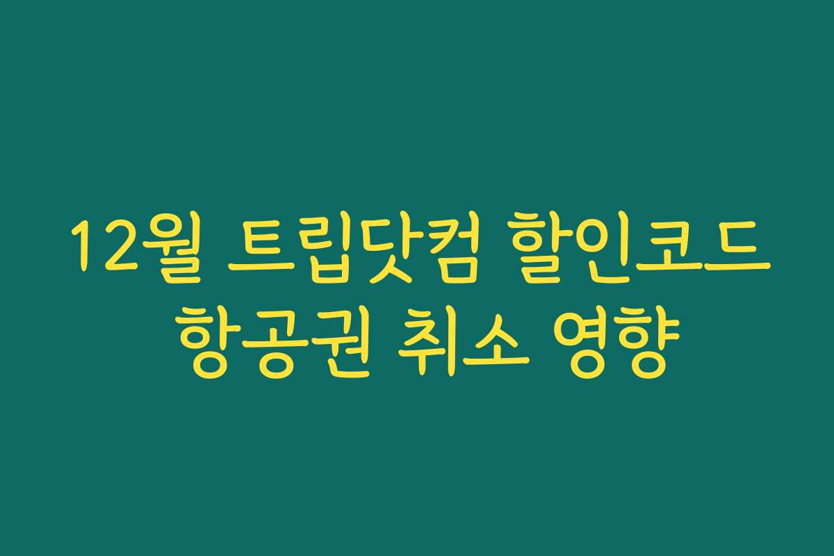 12월 트립닷컴 할인코드 항공권 취소 영향