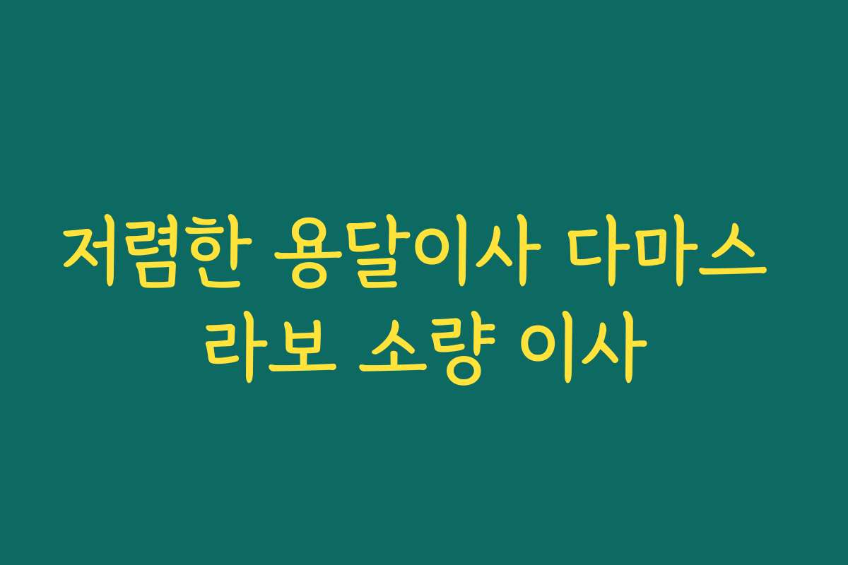 저렴한 용달이사 다마스 라보 소량 이사