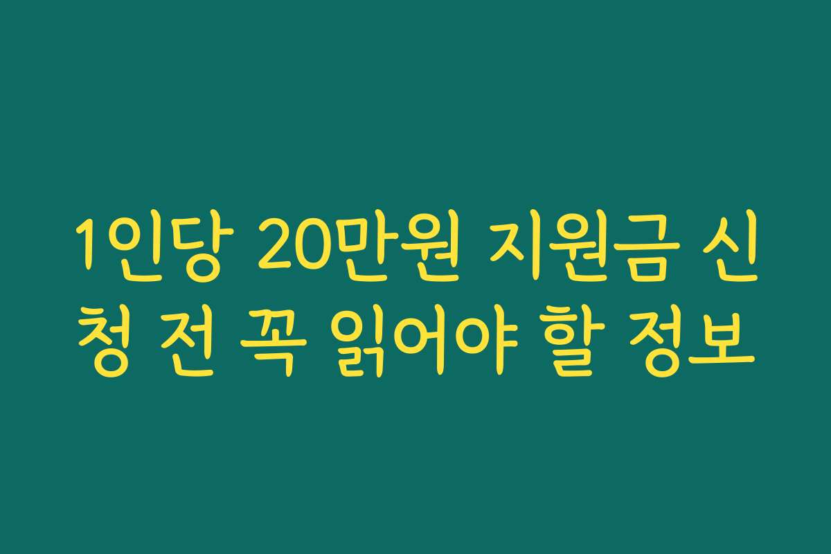 1인당 20만원 지원금 신청 전 꼭 읽어야 할 정보