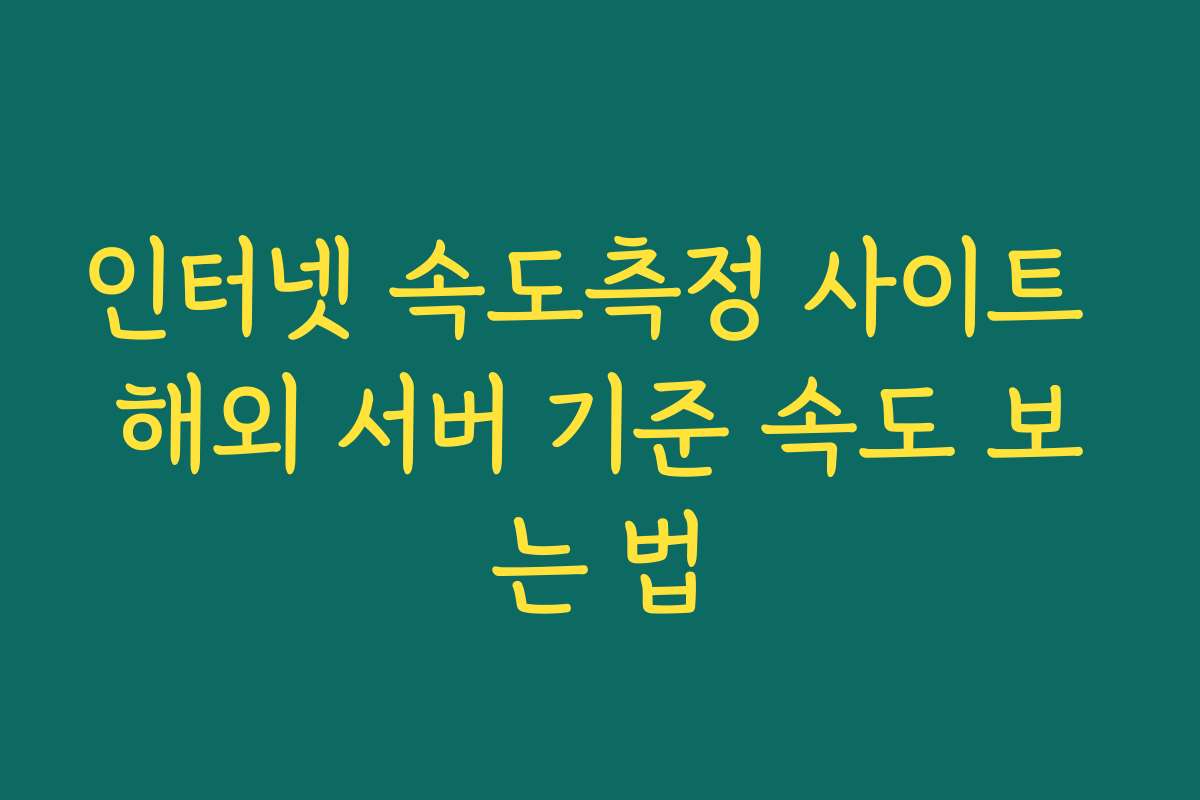 인터넷 속도측정 사이트 해외 서버 기준 속도 보는 법