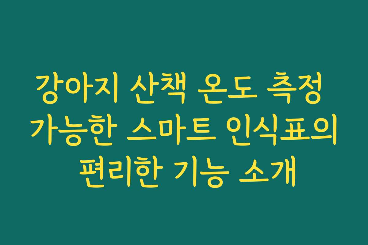 강아지 산책 온도 측정 가능한 스마트 인식표의 편리한 기능 소개