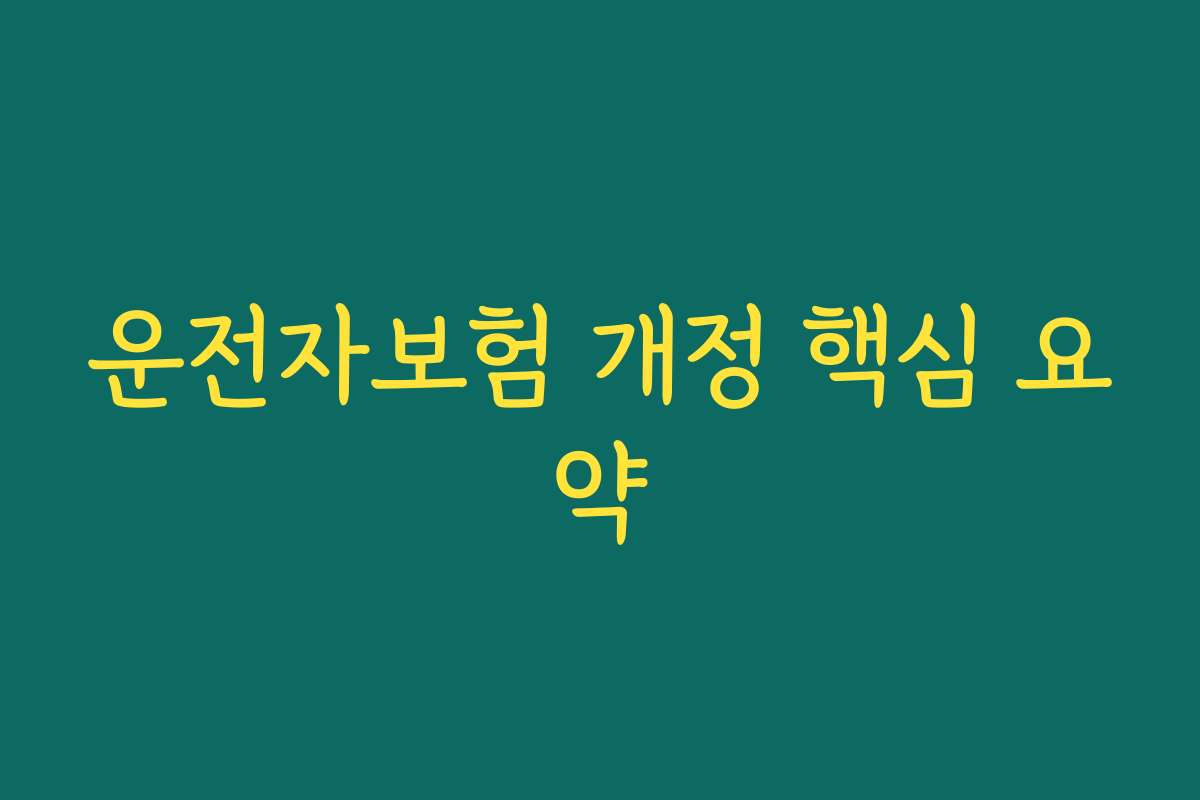 운전자보험 개정 핵심 요약