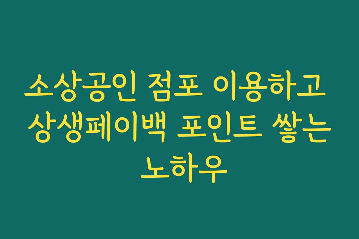 소상공인 점포 이용하고 상생페이백 포인트 쌓는 노하우