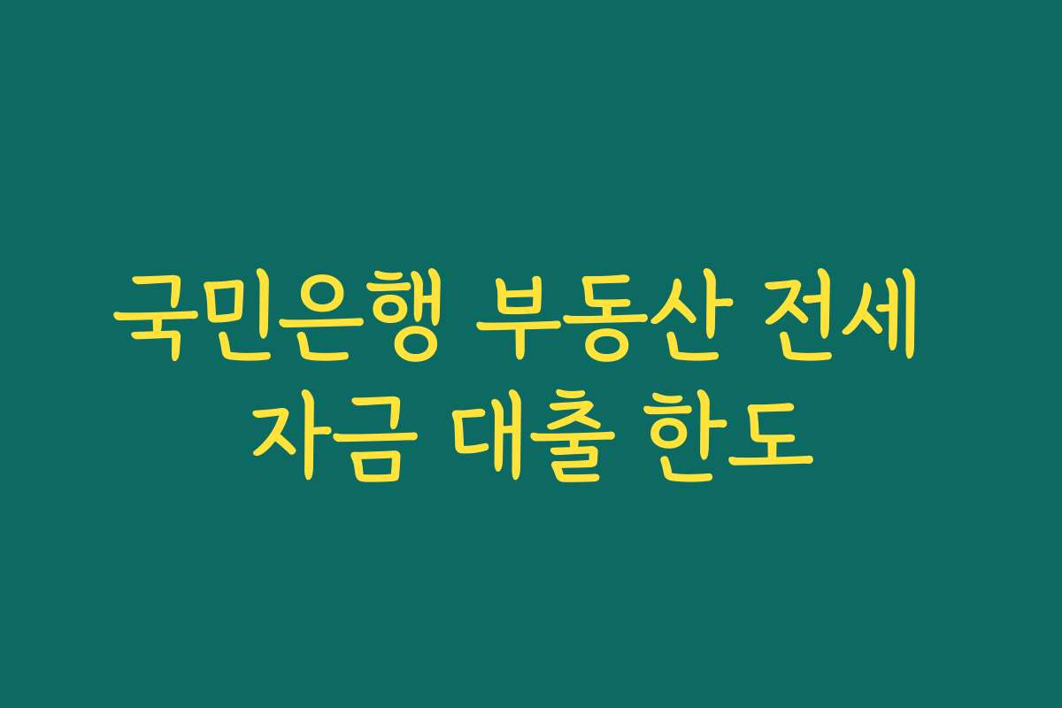 국민은행 부동산 전세 자금 대출 한도