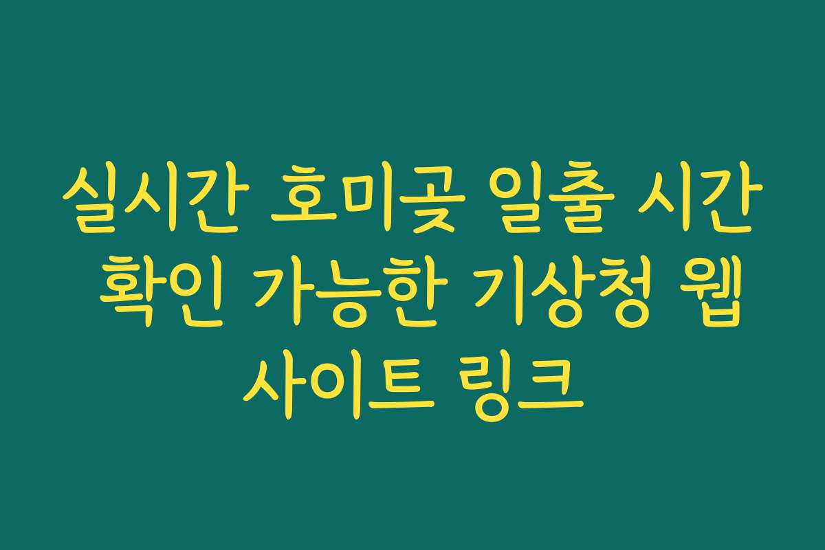 실시간 호미곶 일출 시간 확인 가능한 기상청 웹사이트 링크