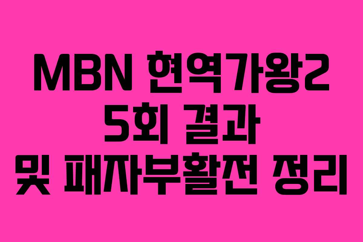 MBN 현역가왕2 5회 결과 및 패자부활전 정리