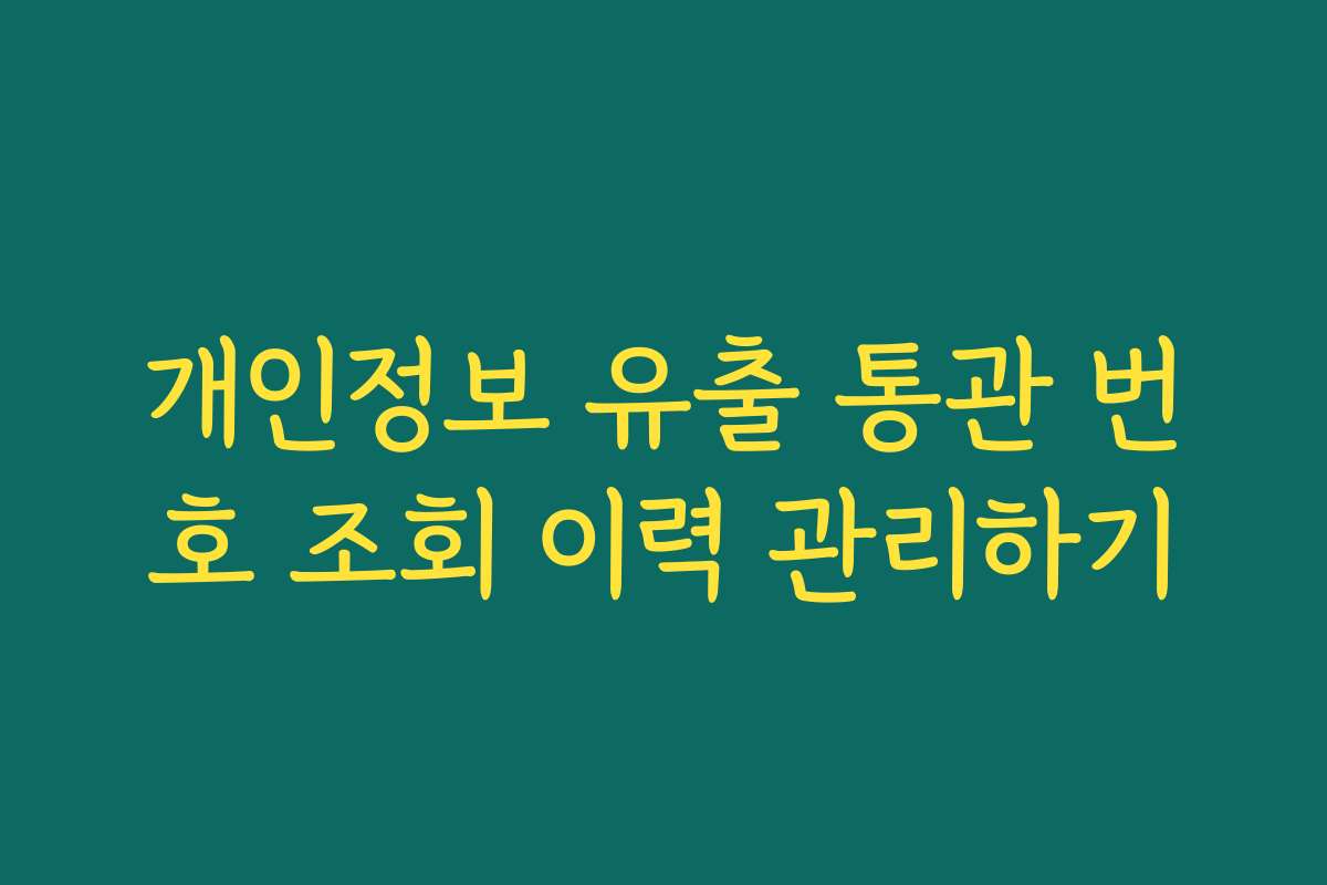 개인정보 유출 통관 번호 조회 이력 관리하기