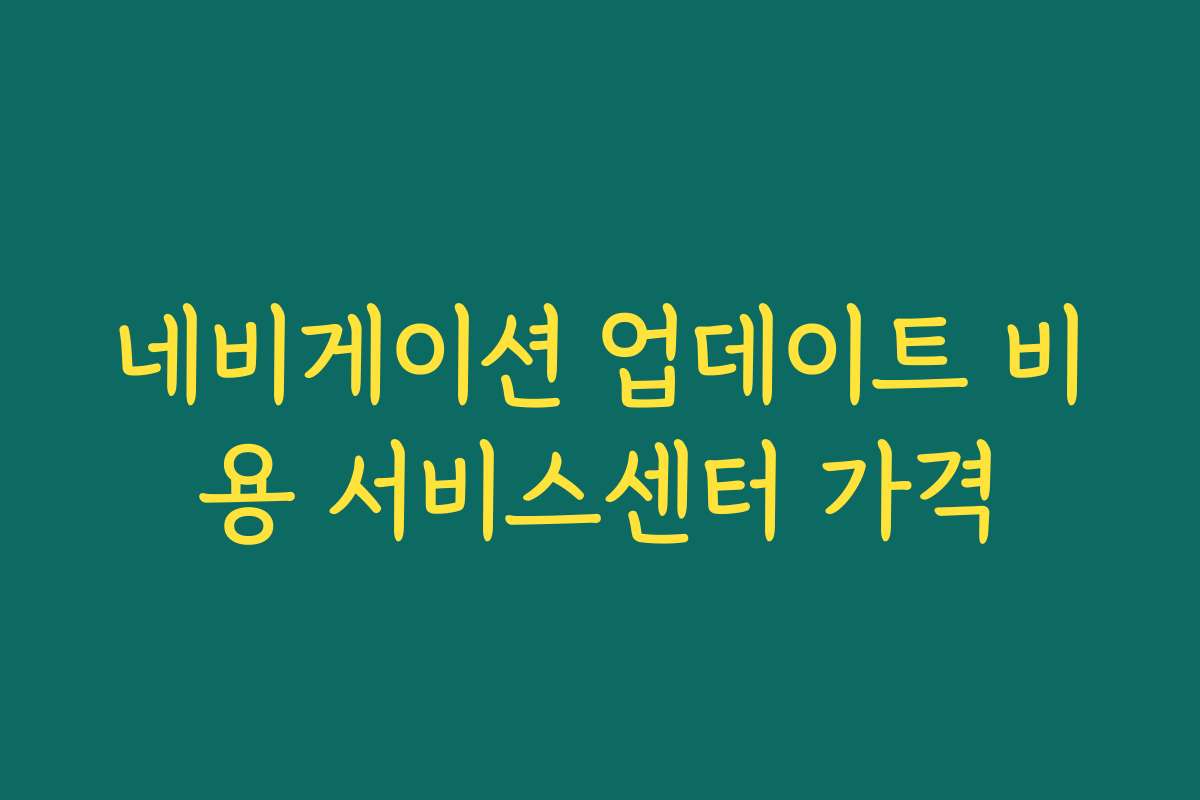 네비게이션 업데이트 비용 서비스센터 가격