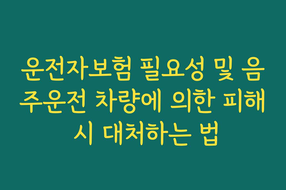운전자보험 필요성 및 음주운전 차량에 의한 피해 시 대처하는 법
