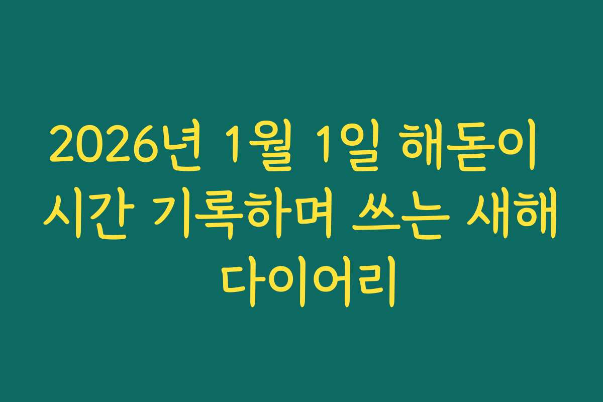 2026년 1월 1일 해돋이 시간 기록하며 쓰는 새해 다이어리