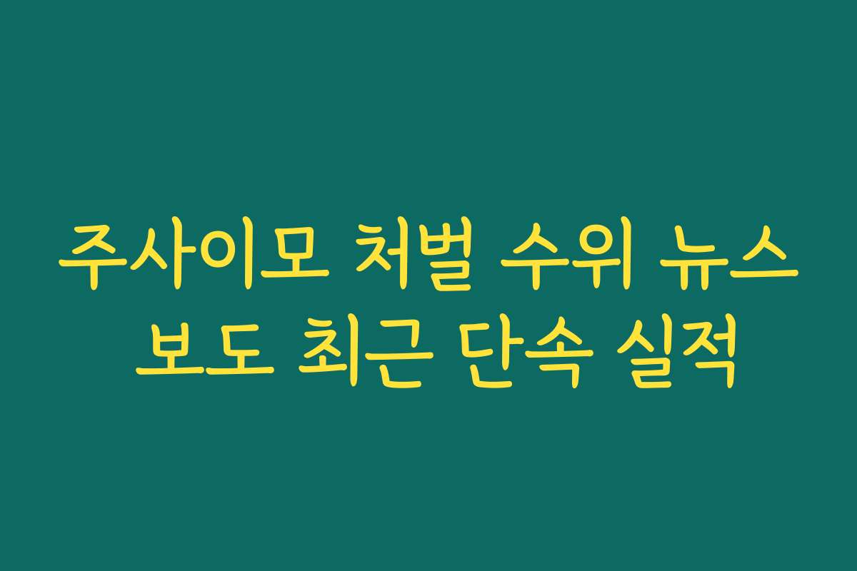주사이모 처벌 수위 뉴스 보도 최근 단속 실적