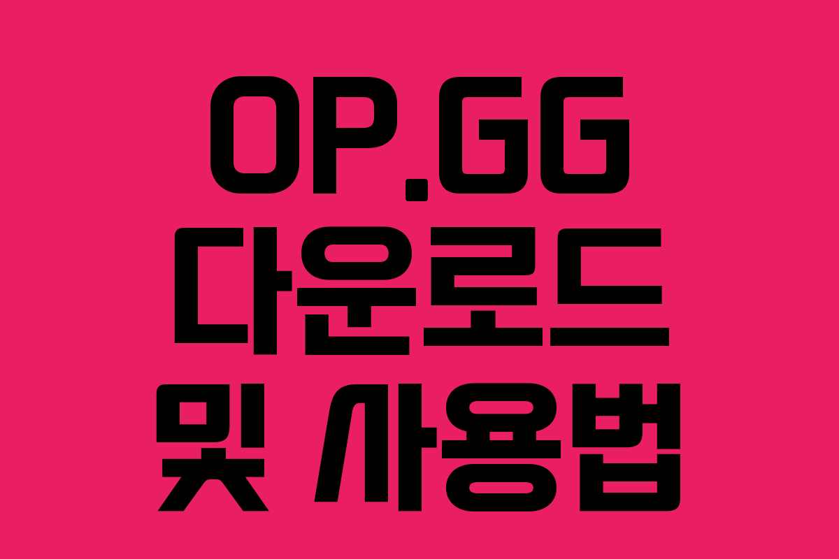 OP.GG 다운로드 및 사용법