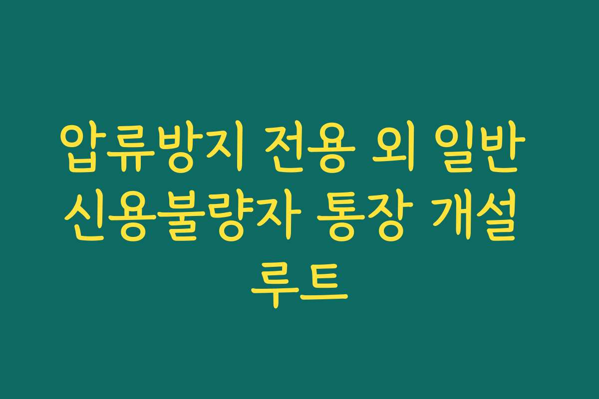 압류방지 전용 외 일반 신용불량자 통장 개설 루트