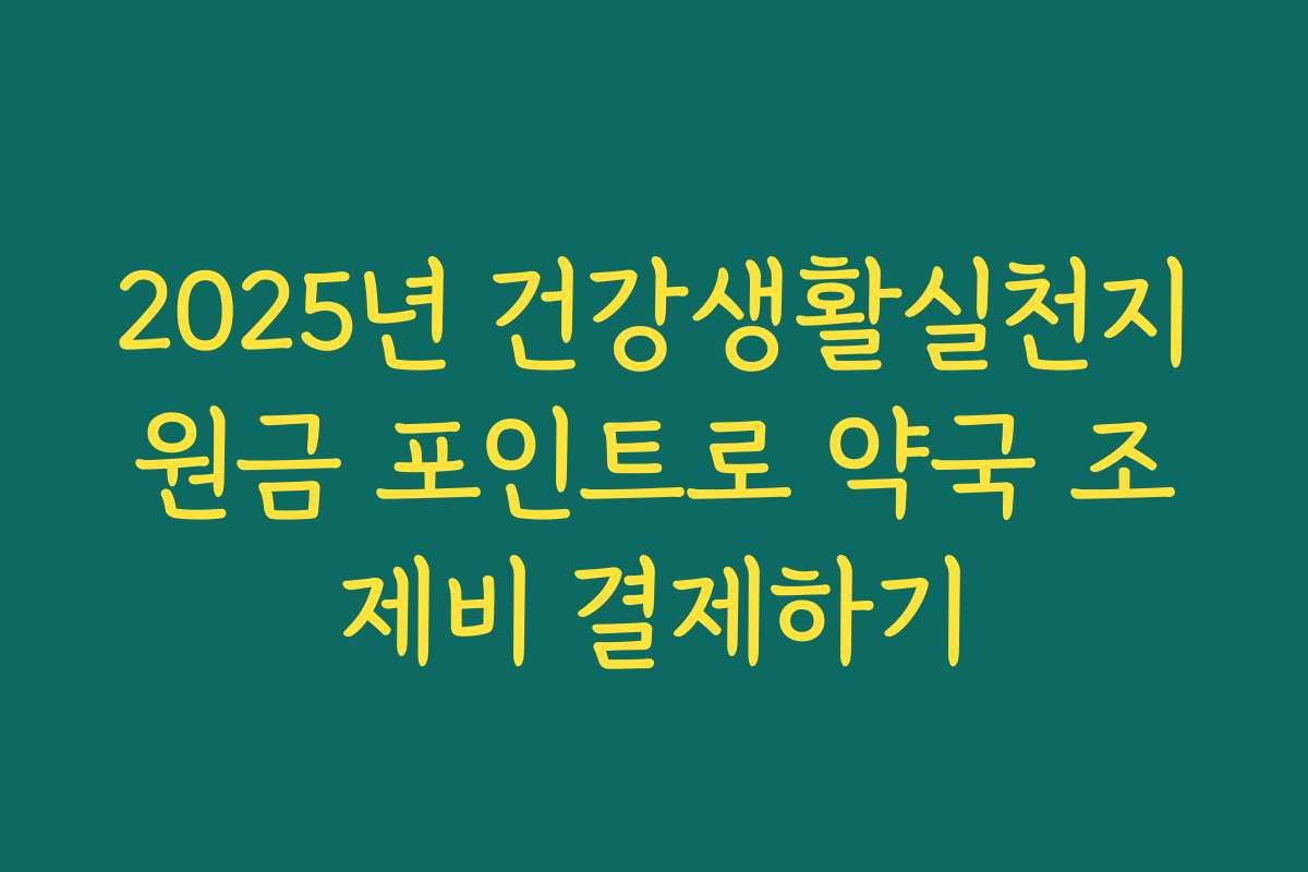 2025년 건강생활실천지원금 포인트로 약국 조제비 결제하기