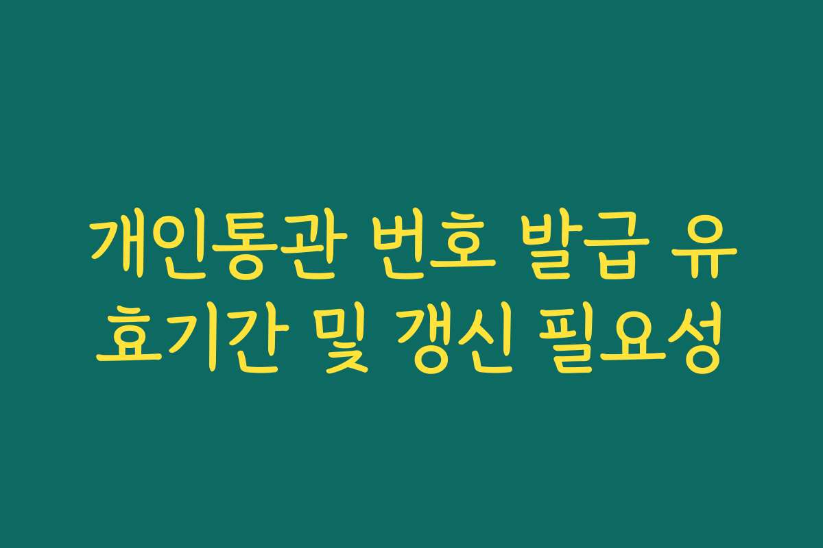 개인통관 번호 발급 유효기간 및 갱신 필요성