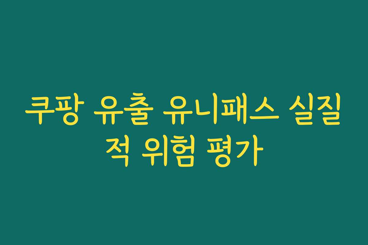 쿠팡 유출 유니패스 실질적 위험 평가