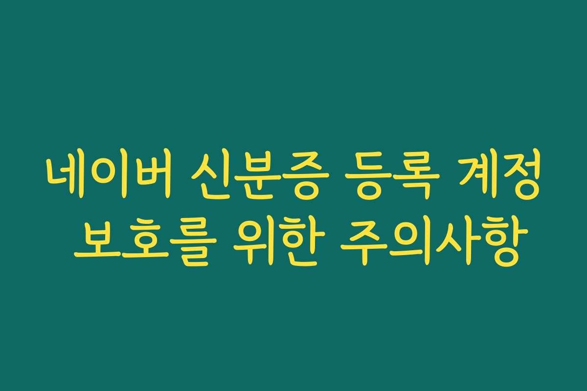 네이버 신분증 등록 계정 보호를 위한 주의사항